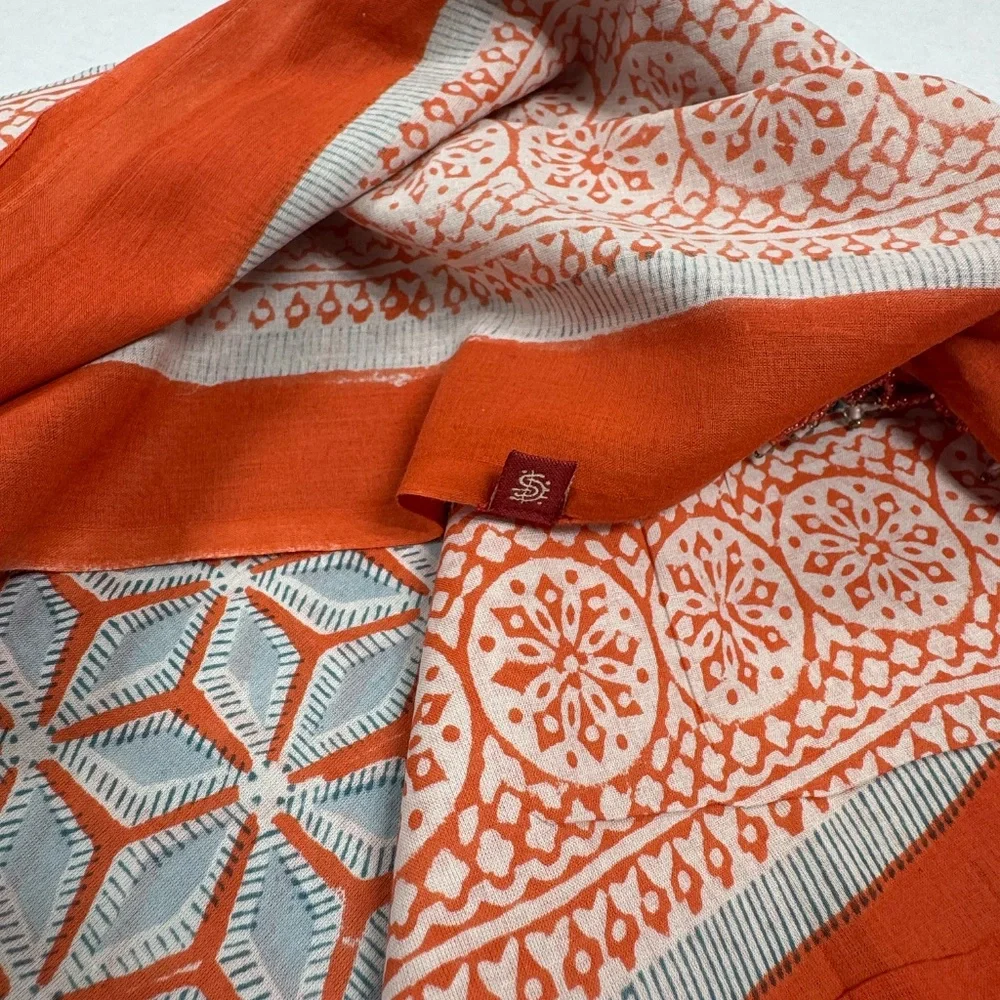 Bold Orange/Red Geometric Prints Patterns Scarf or Sarong - 73